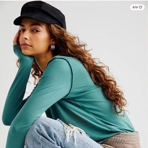 Free People Suede Black Paper Boy Hat